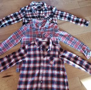 Boys long sleeve flannel shirts. Set of 3.